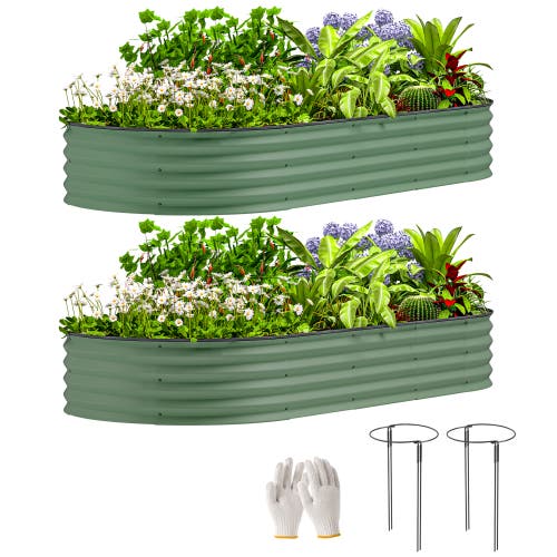 Outsunny Raised,Raised Beds for Gardening for Vegetables, Flowers Garden Bed in Green at Nordstrom