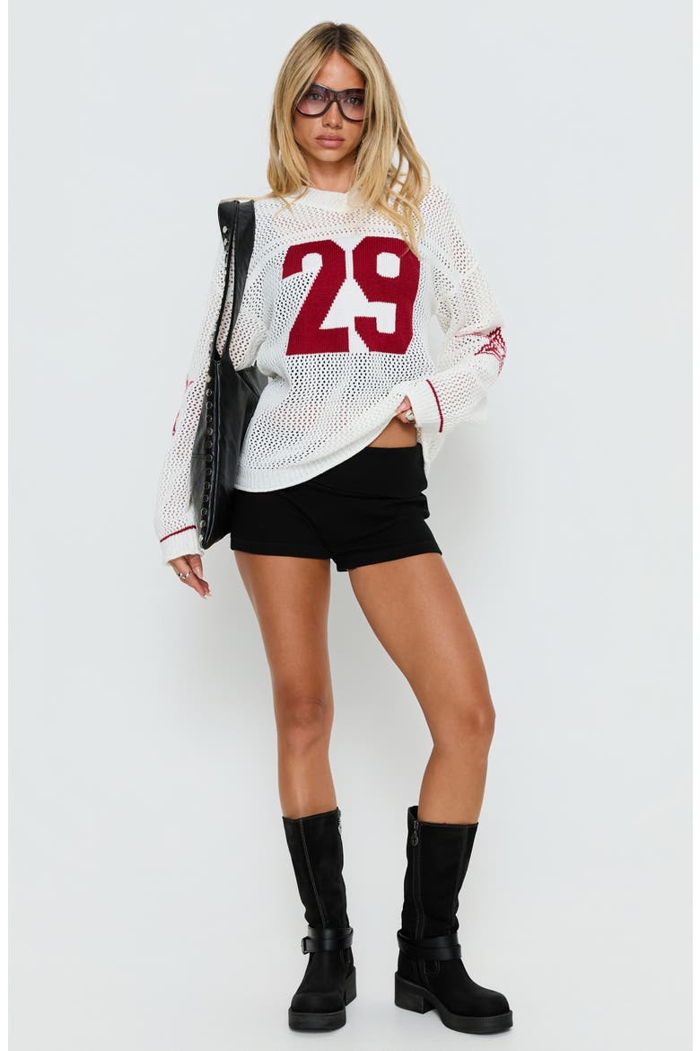 Korrin Graphic V-Neck Sweater, Alternate, color, WHITE