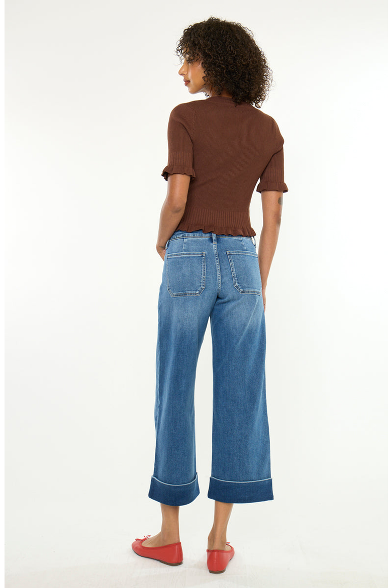 Fig Essentials Mid Rise Crop Wide Jeans, Alternate, color, Medium Wash