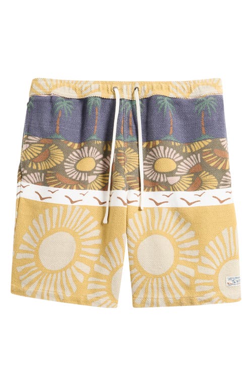 Rvca Exotica Stripe Drawstring Shorts In Yellow