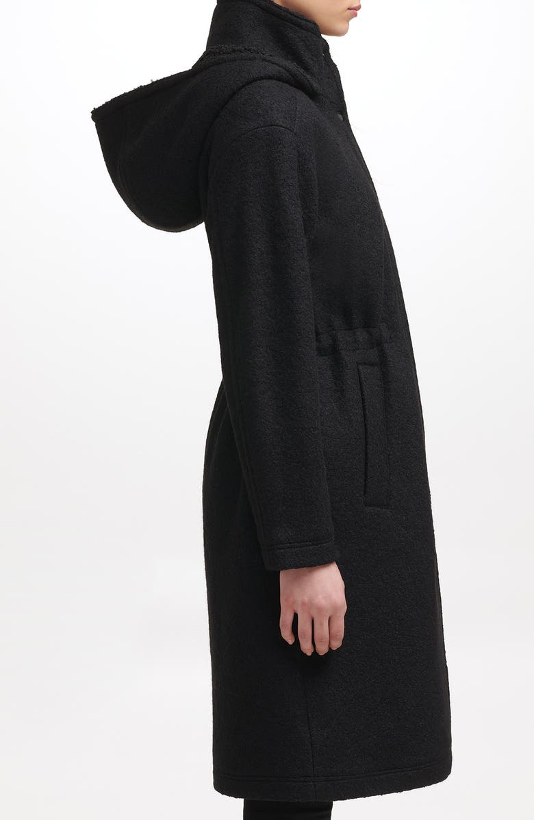 Kenneth Cole New York Faux Shearling Lined Hooded Boucle Wool Blend Anorak Jacket, Alternate, color, 