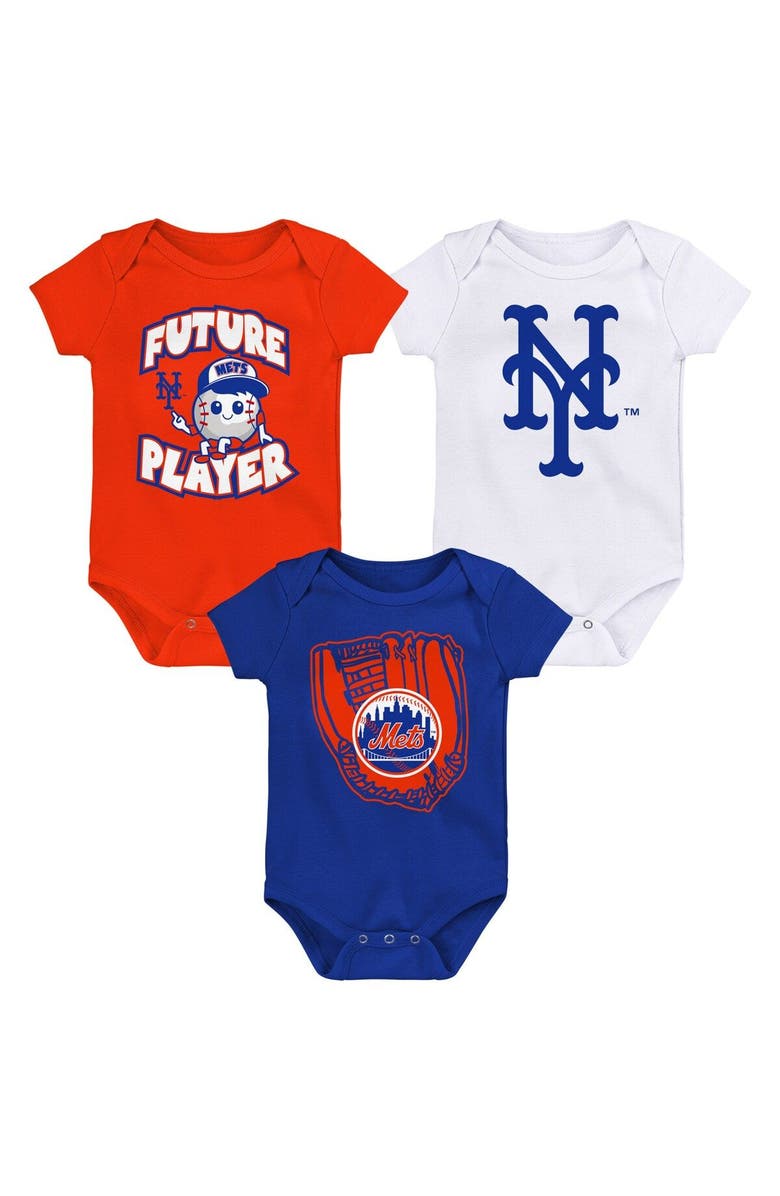Outerstuff Newborn & Infant Orange/Royal/White New York Mets Minor League Player Three-Pack Bodysuit Set, Main, color, Orange