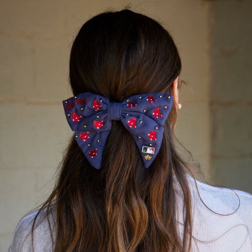 Lele Sadoughi Mlb Red Sox Bow Barrette In Blue