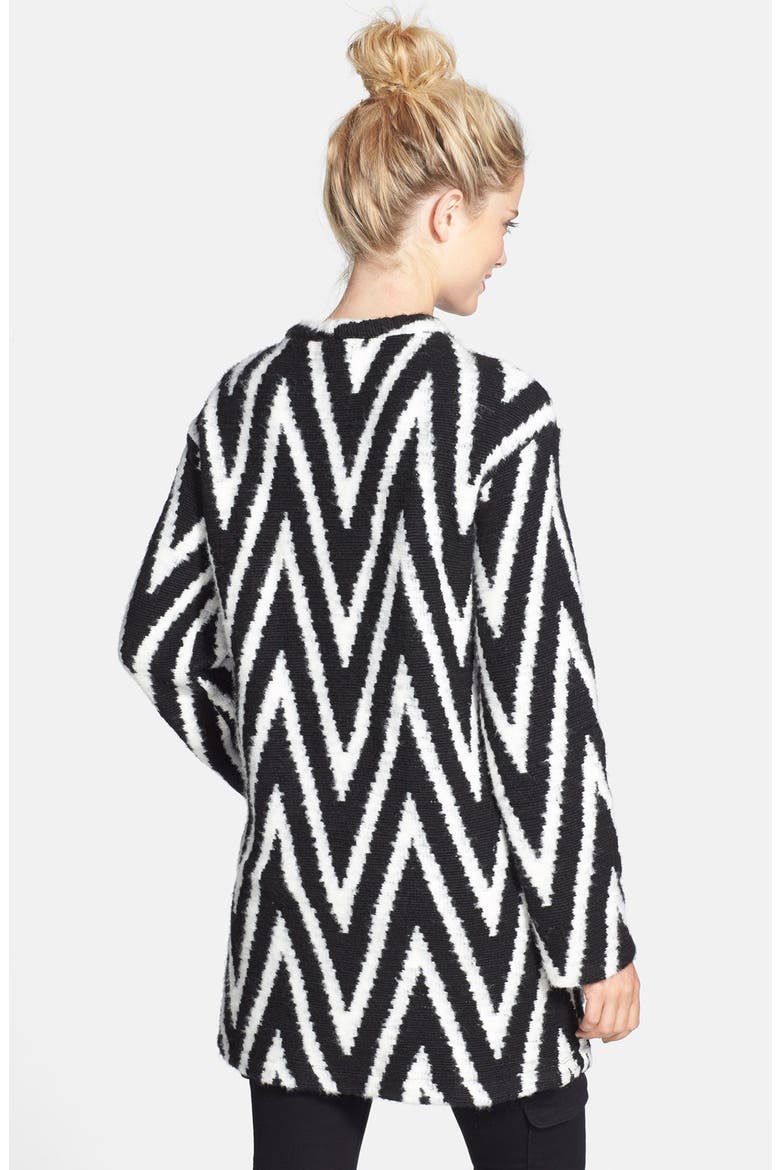 Boyfriend Cardigan, Alternate, color, BLACK/ WHITE CHEVERON