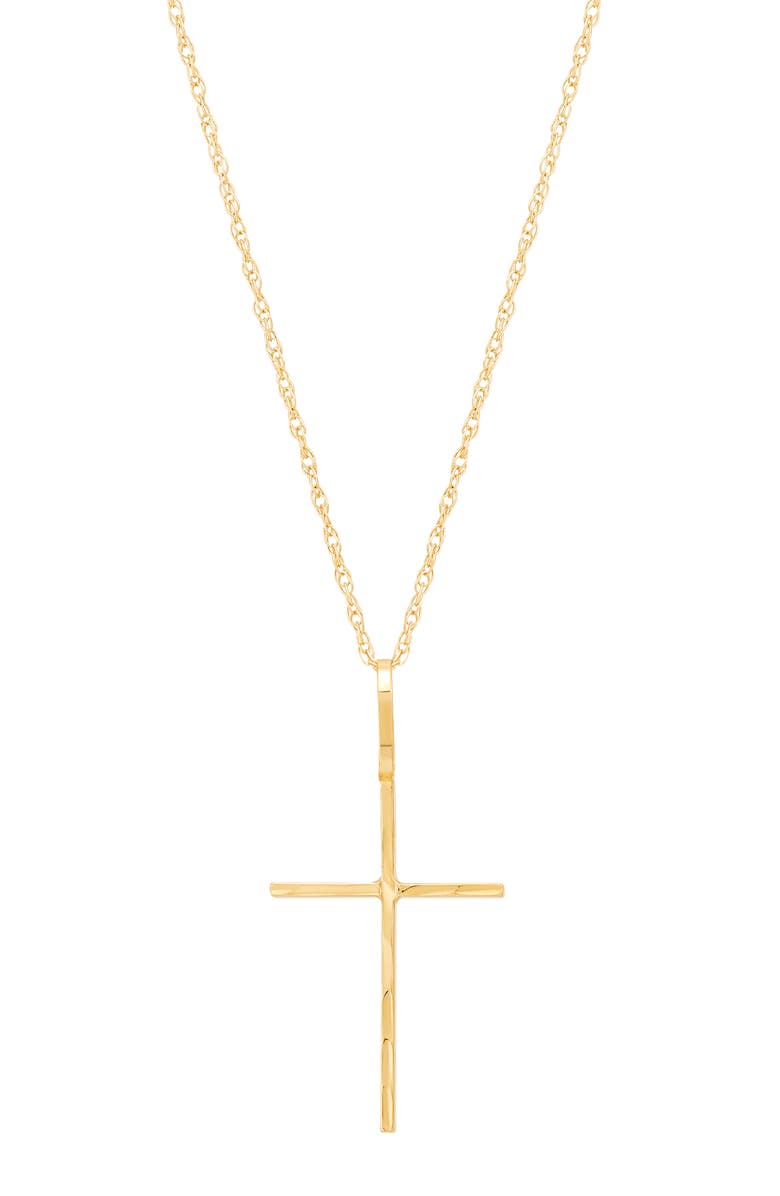 Frankie & Zoe 10K Yellow Gold Thin Cross Pendant Necklace, Main, color, Yellow Gold