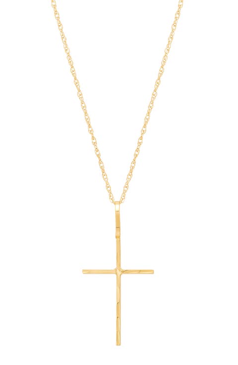 10K Yellow Gold Thin Cross Pendant Necklace
