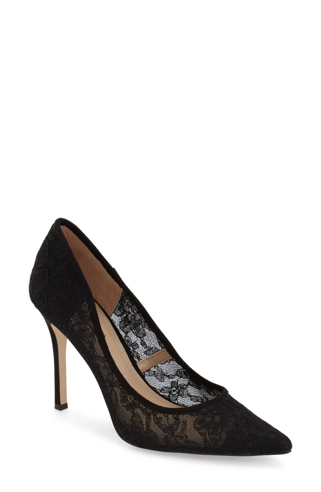 'Treasure' Pointy Toe Pump, Main, color, BLACK LACE