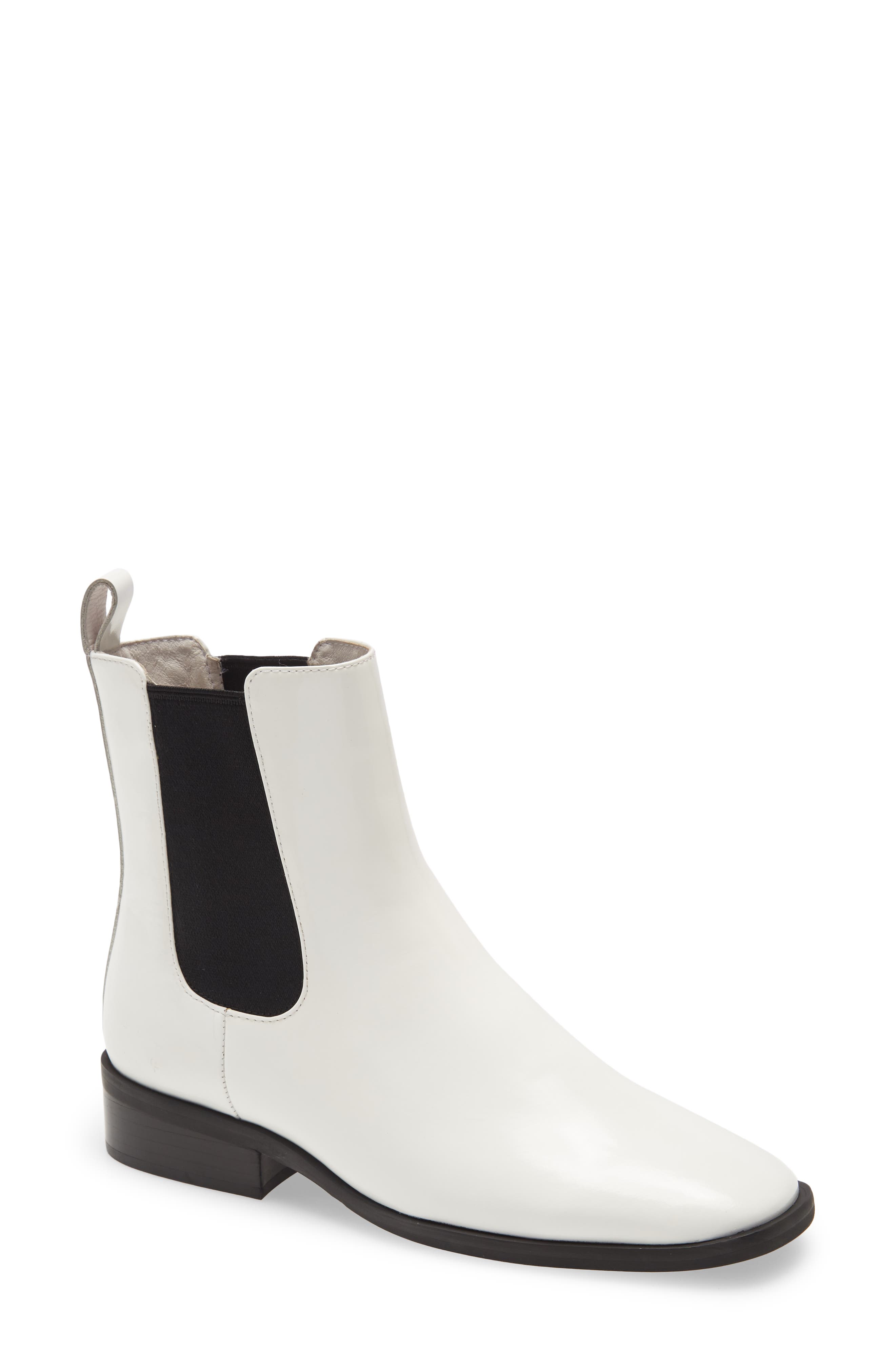Jeffery Campbell Leather Chelsea Boot, Main, color, WHITE BOX BLACK