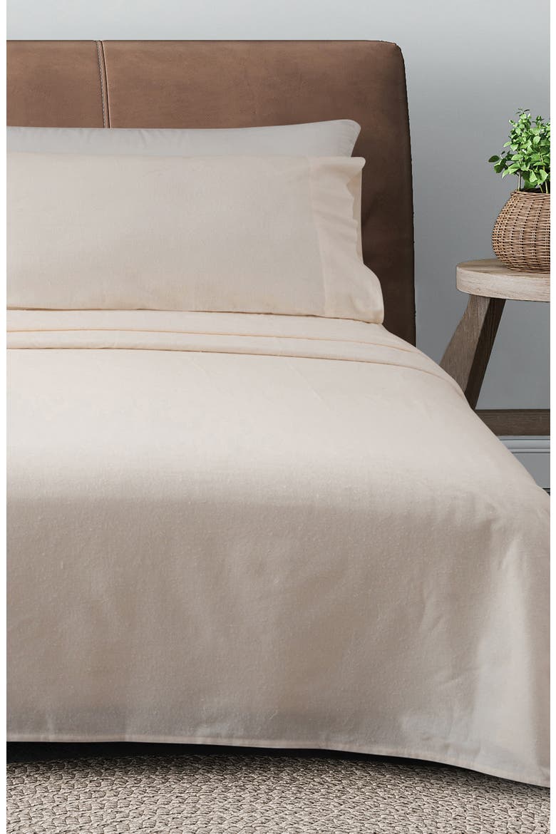 Turkish Cotton Solid Flannel Sheet Set, Main, color, PRISTINE IVORY