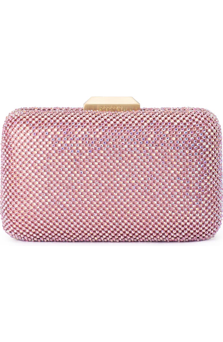 Olga Berg Ronny Crystal Mesh Frame Clutch, Main, color, Pink