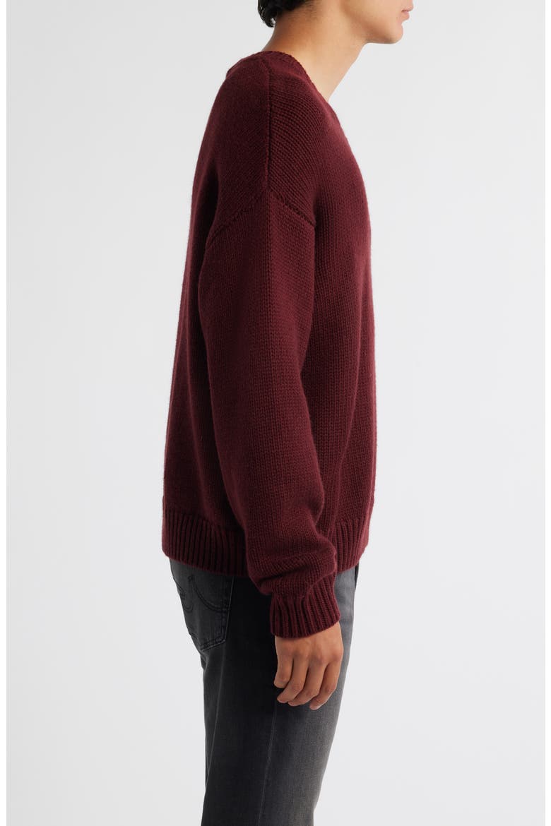 Oversize Wool & Cashmere Crewneck Sweater, Alternate, color, BURGUNDY