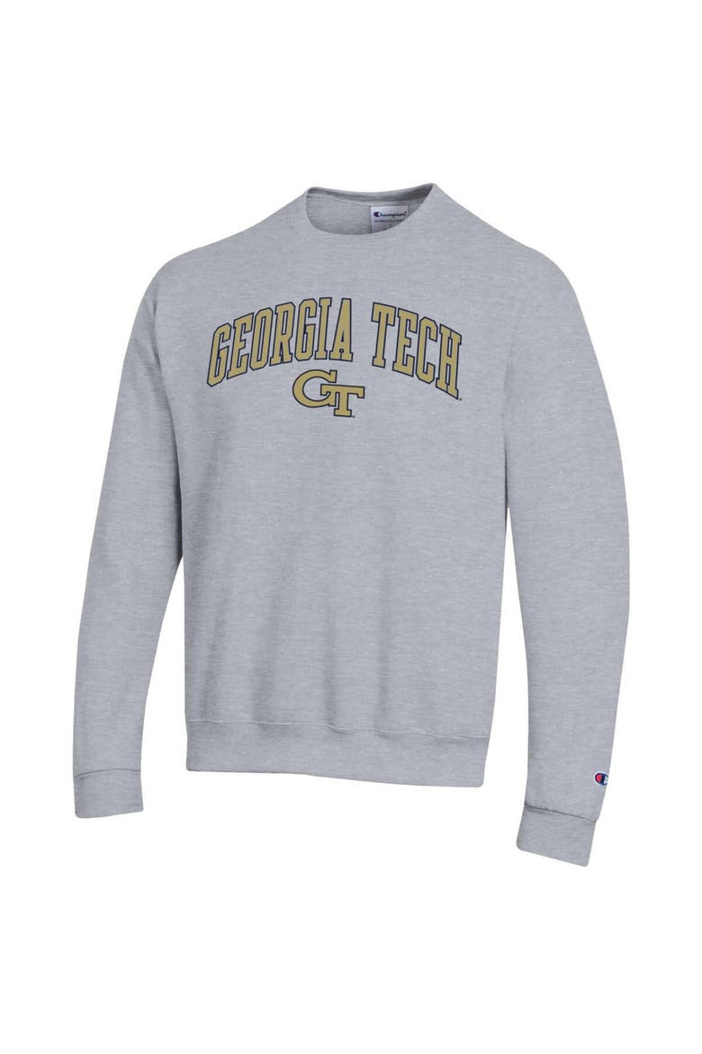 Men's Champion  Heather Gray Georgia Tech Yellow Jackets Arch Over Logo Pullover Sweatshirt, Alternate, color, Heather Gray