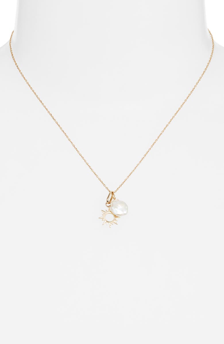 Anzie x Mel Soldera Sun Charm & Heishi Pearl Pendant Necklace, Alternate, color, White