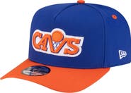 New Era Men's New Era Blue/Orange Cleveland Cavaliers 80s Throwback A-Frame 9FIFTY Snapback Hat