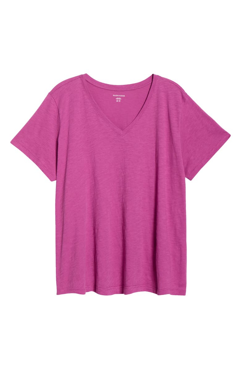 Eileen Fisher Easy Organic Cotton V-Neck T-Shirt, Alternate, color, Grape
