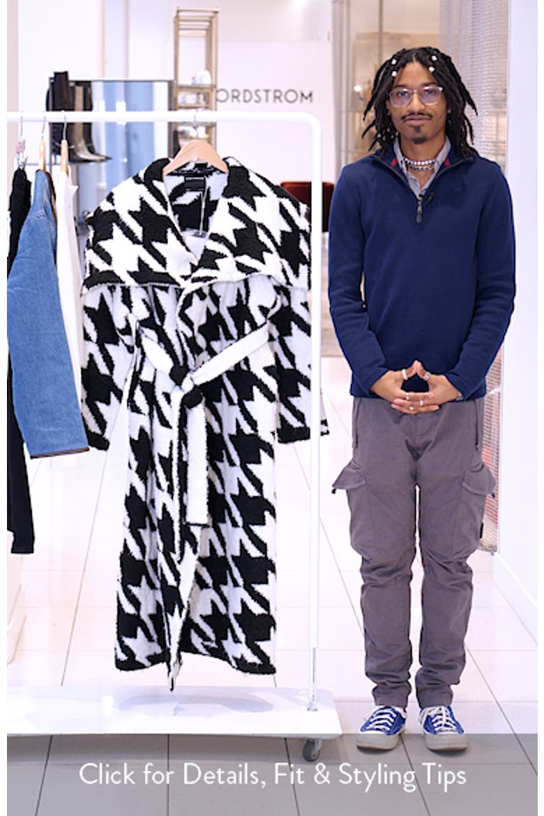 Naked Wardrobe Houndstooth Oversize Bouclé Coat (Women) | Nordstrom