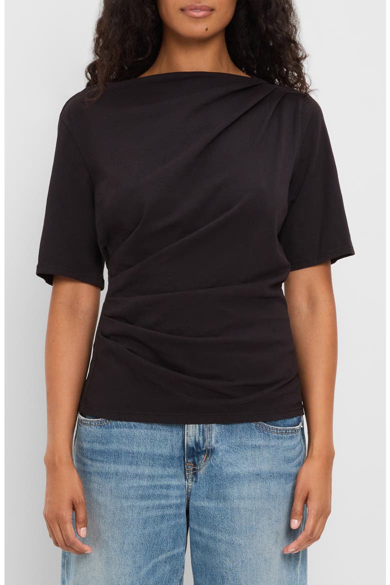 Andrea Asymmetrical Pleat T-Shirt, Main, color, BLACK
