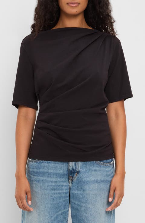 Andrea Asymmetrical Pleat T-Shirt
