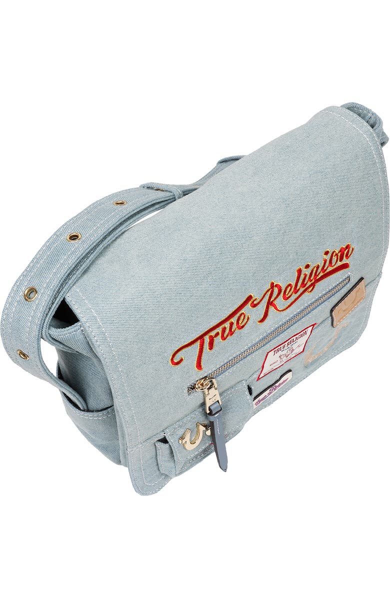 True Religion Multipatch Denim Messenger Bag, Alternate, color, Denim