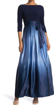 SL FASHIONS Tie Waist Ombrè Skirt Gown