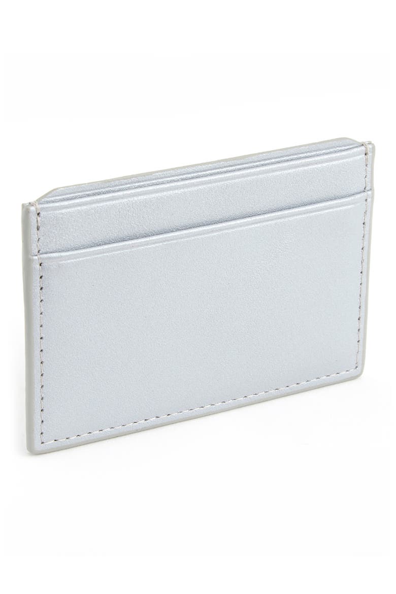 RFID Leather Card Case, Alternate, color, SILVER