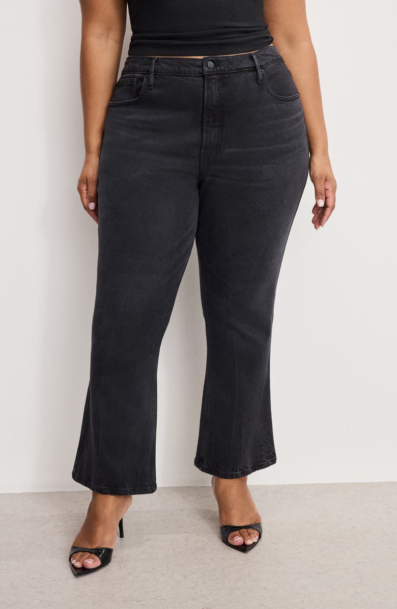 Good American Soft Tech Good Flare Crop Jeans, Alternate, color, Black390