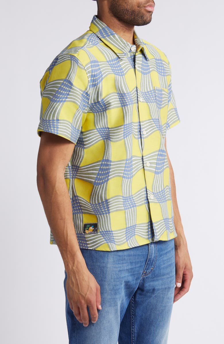 Percival Sunshine Twister Warped Check Button-Up Shirt, Alternate, color, 