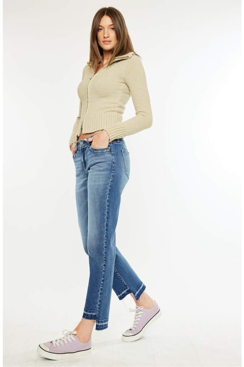 Megan Mid Rise Crop Straight Jeans, Alternate, color, Medium Wash