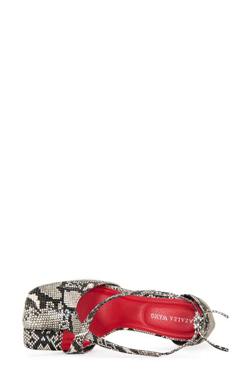 Azalea Wang Buiky Snakeskin Embossed Ankle Wrap Pump In Animal Print