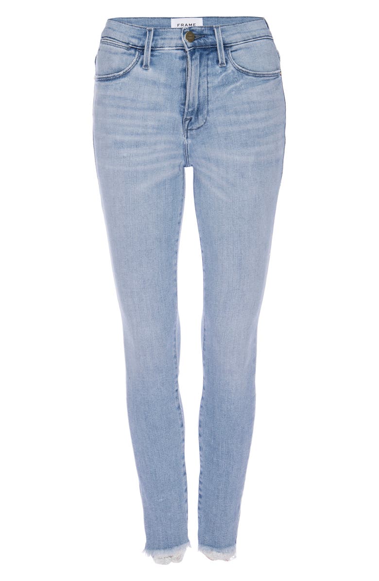 FRAME Le Skinny High Waist Raw Hem Ankle Jeans, Alternate, color, 