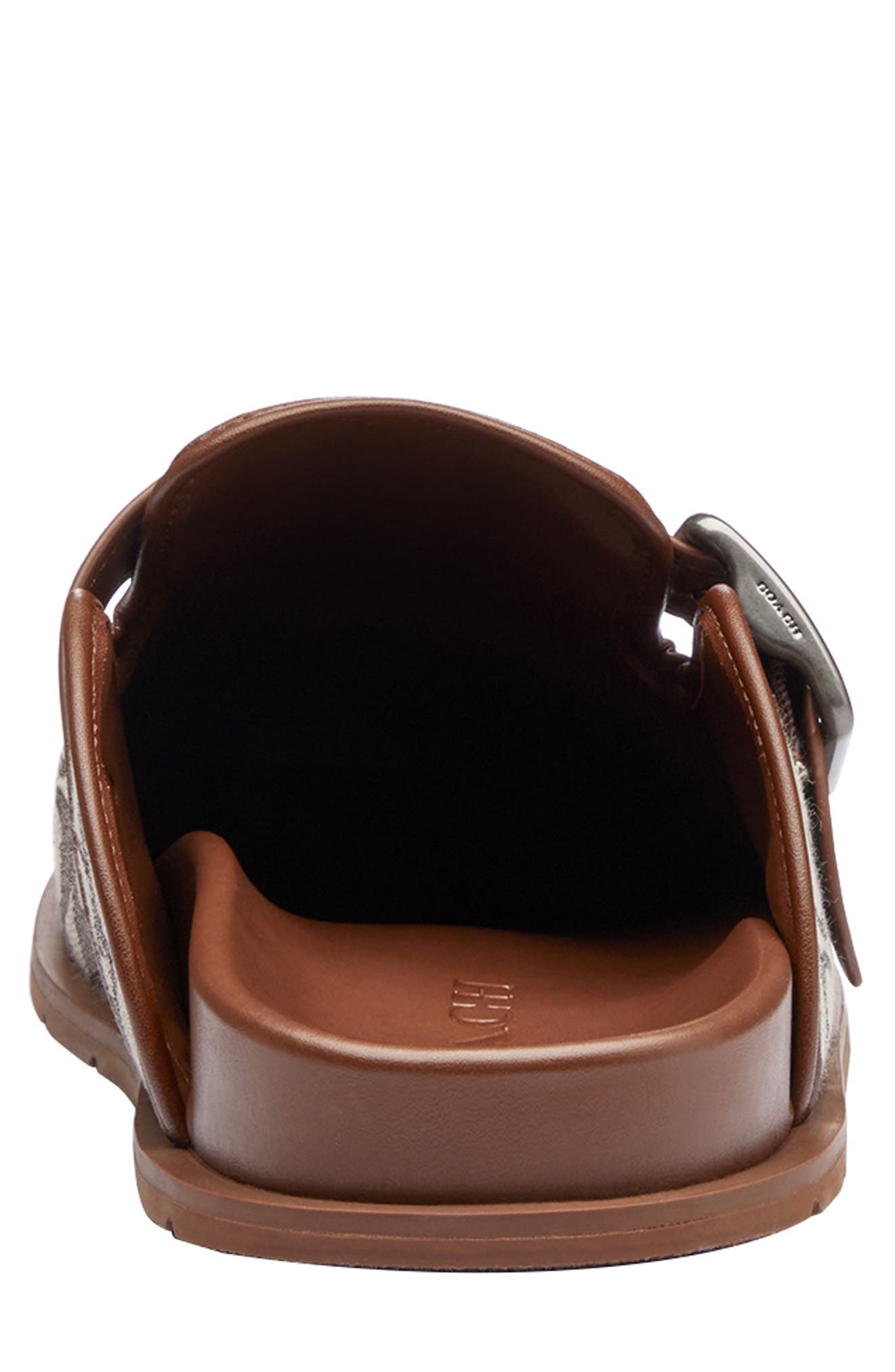 COACH Signature Jacquard Buckle Clog, Alternate, color, Oak/ Vintage Brown