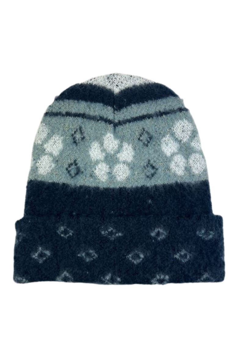 Floral Cuffed Knit Beanie, Main, color, NAVY