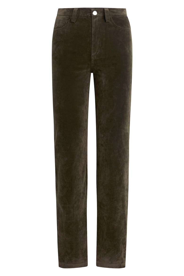 The Margot High Waist Slim Faux Suede Jeans, Alternate, color, OLIVE