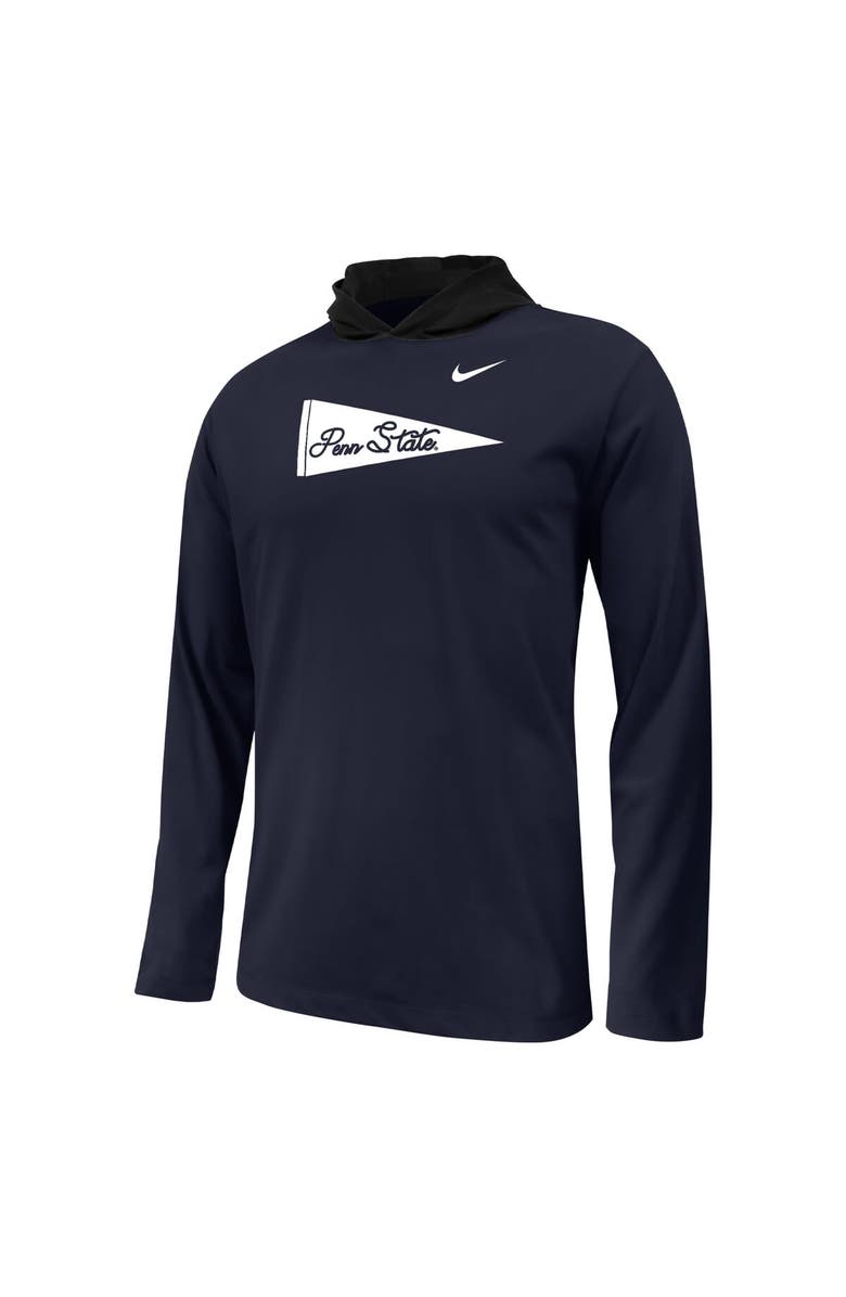 Nike Youth Nike Navy Penn State Nittany Lions Sideline Performance Long Sleeve Hoodie T-Shirt, Alternate, color, 
