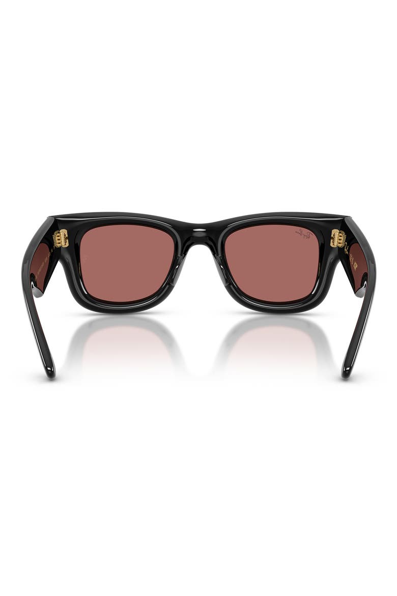 Wayfarer Puffer 50mm Square Sunglasses, Alternate, color, BLACK / DARK VIOLET