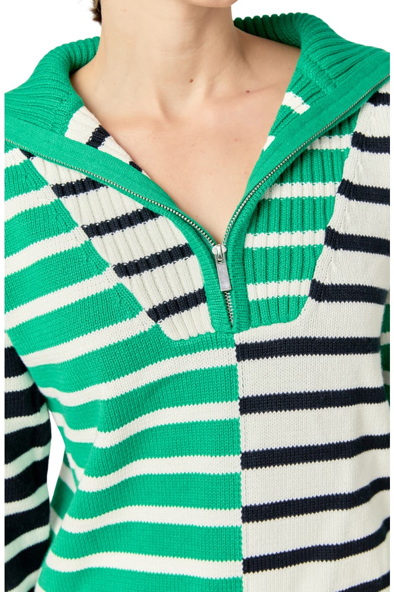 Stripe Half Zip Pullover, Alternate, color, GREEN/ NAVY