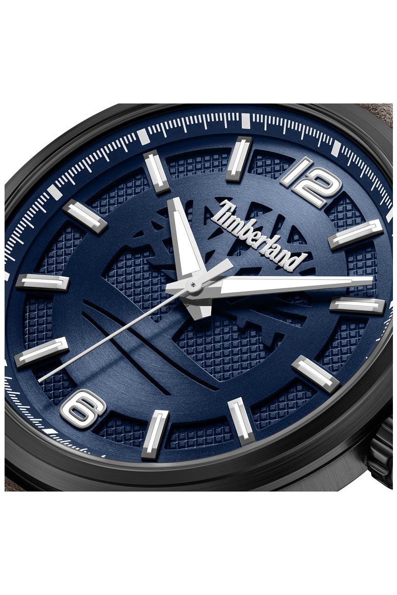 Driscoll Leather Strap Watch, 43mm, Alternate, color, BLUE/ DARK BROWN