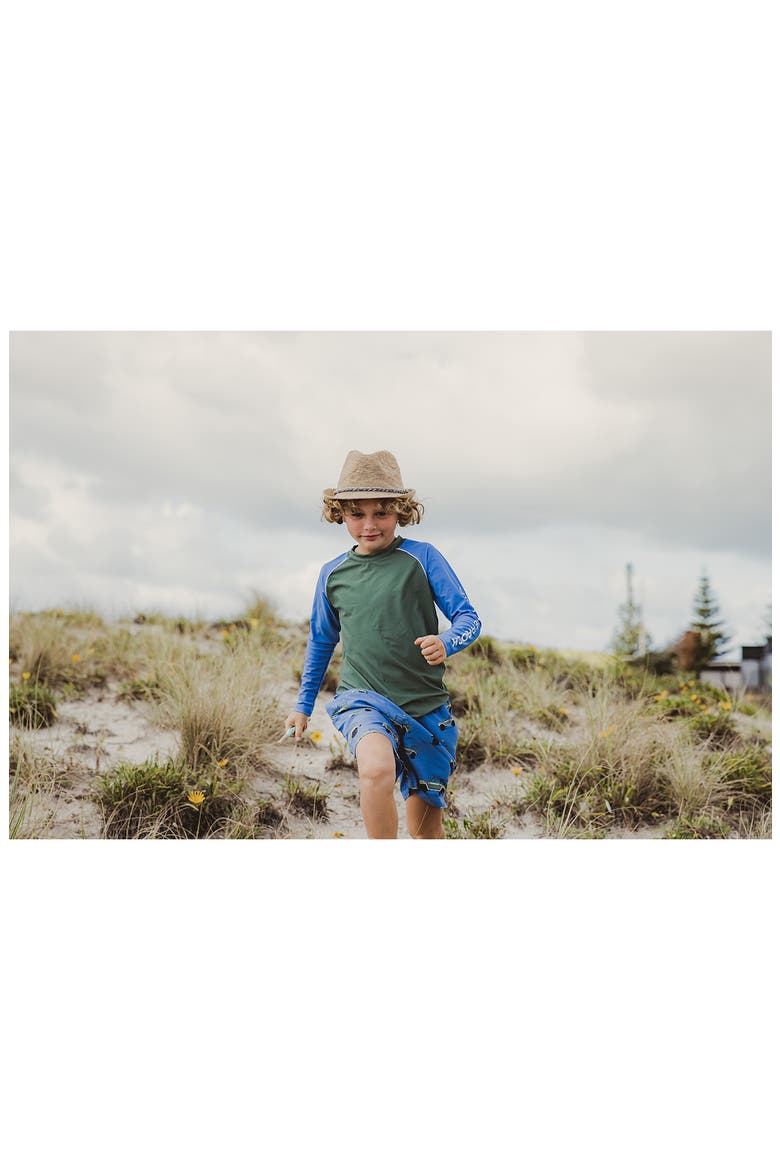 Kids' Colorblock Long Sleeve Rashguard Top, Alternate, color, BLUE