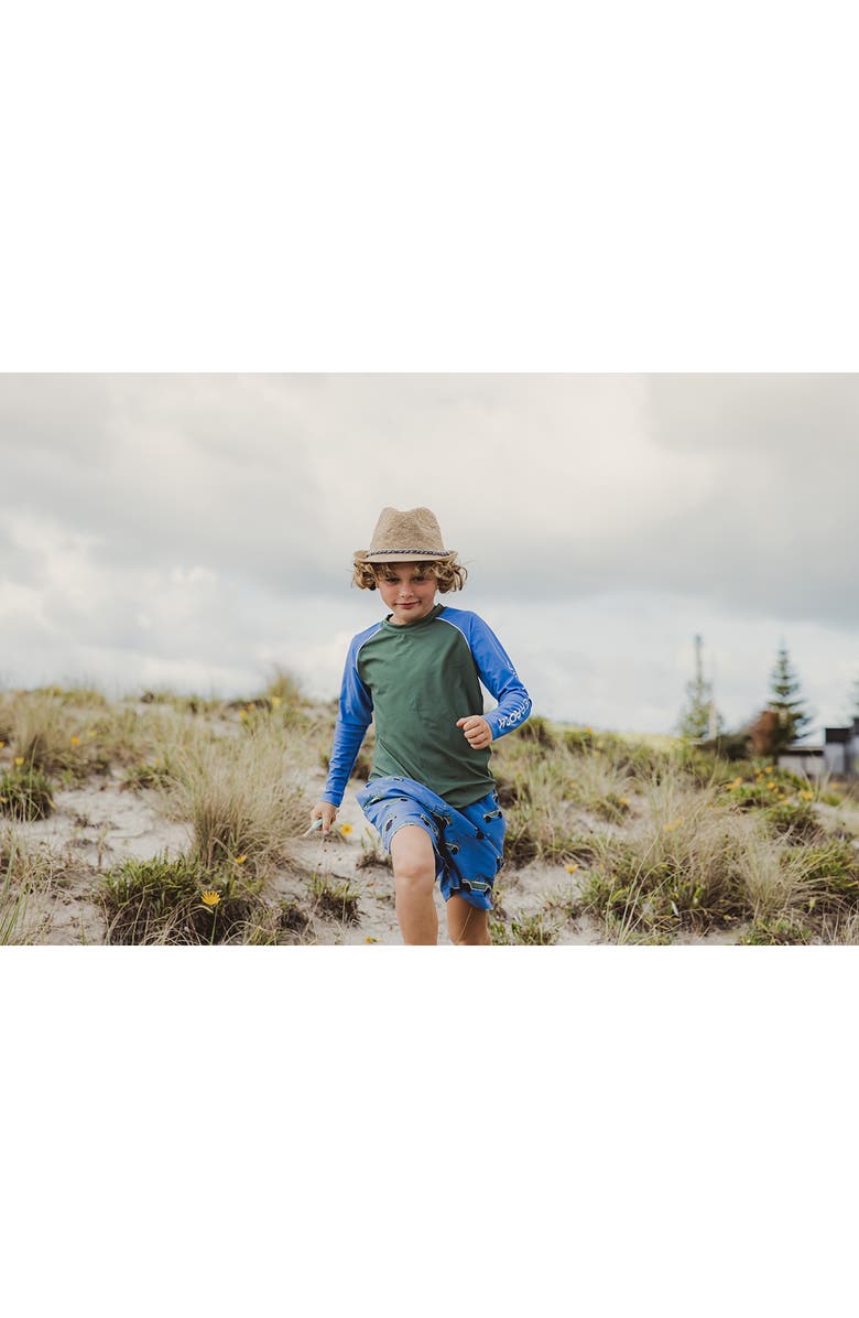 Snapper Rock Kids
 Colorblock Long Sleeve Rashguard Top, Alternate, color, Blue