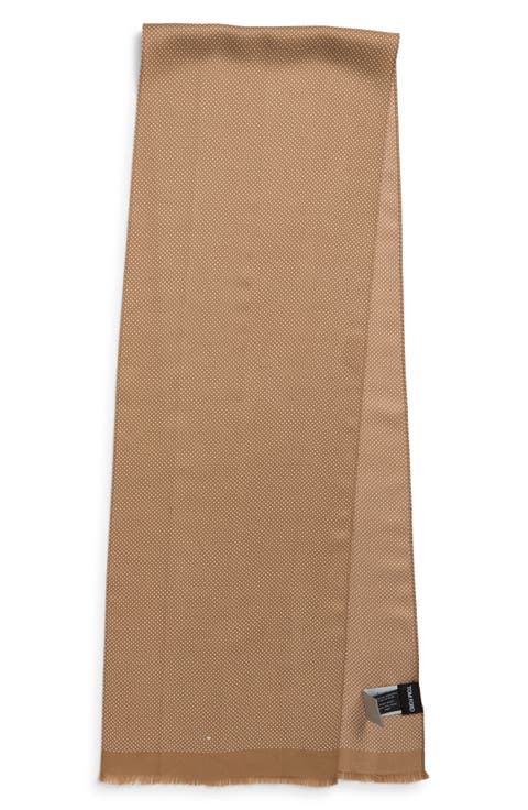Polka Dot Silk Twill Fringe Scarf