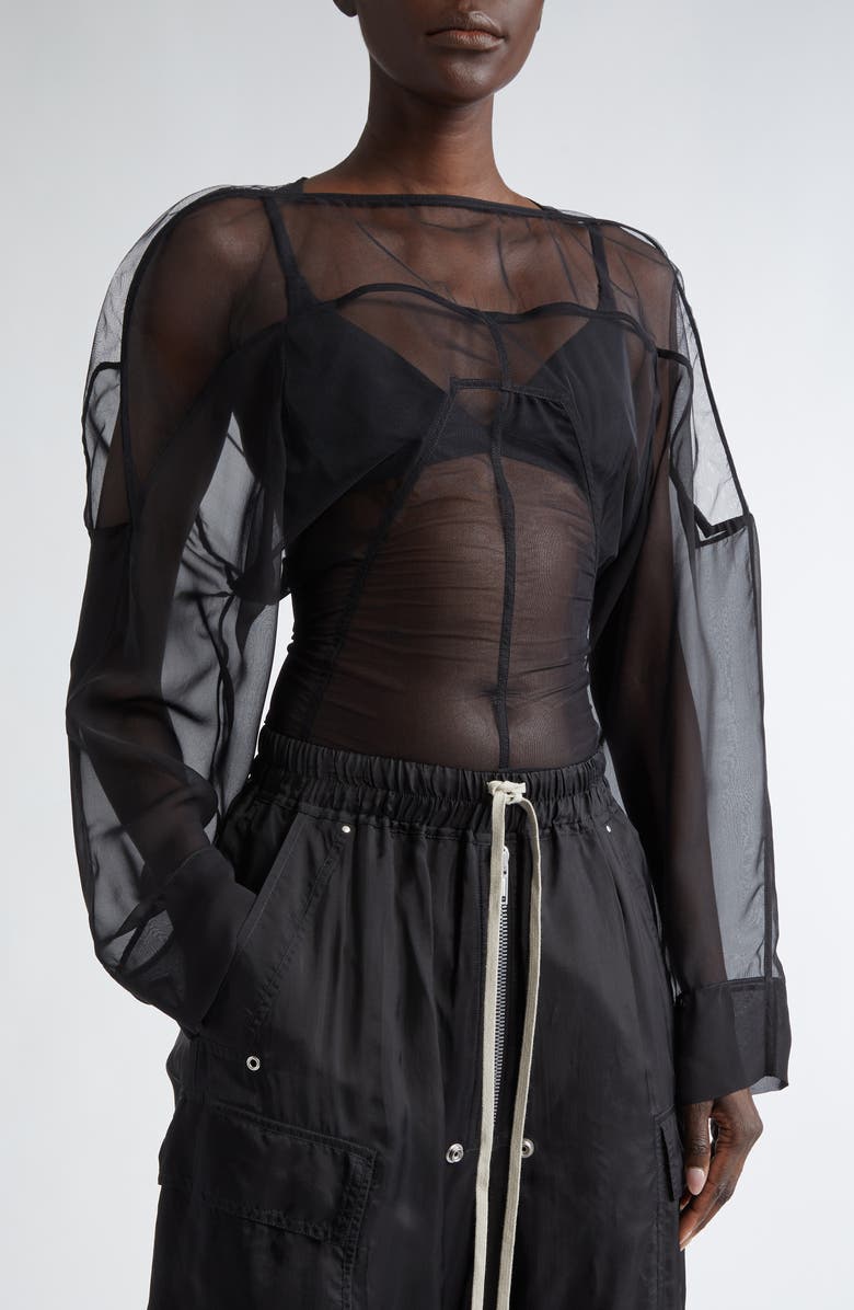Rick Owens Collage Paneled Long Sleeve Top, Alternate, color,