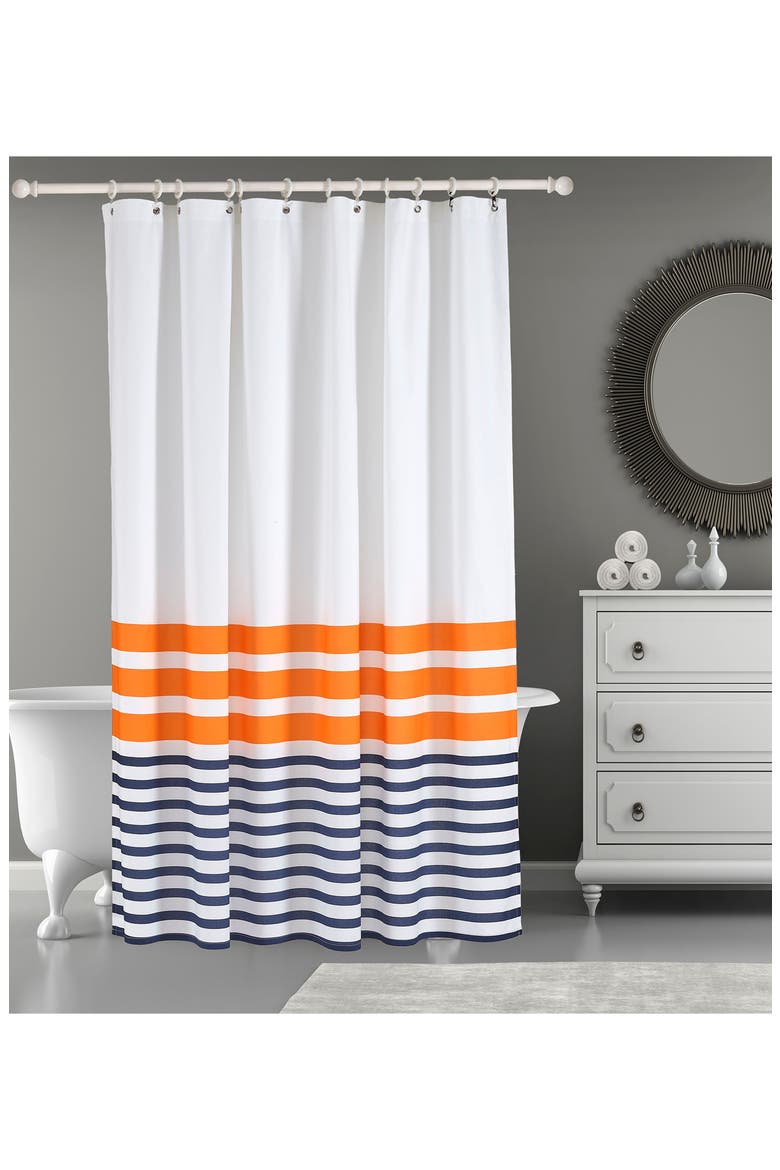Turkish Peshtemal Shower Curtain, Alternate, color, ORANGE