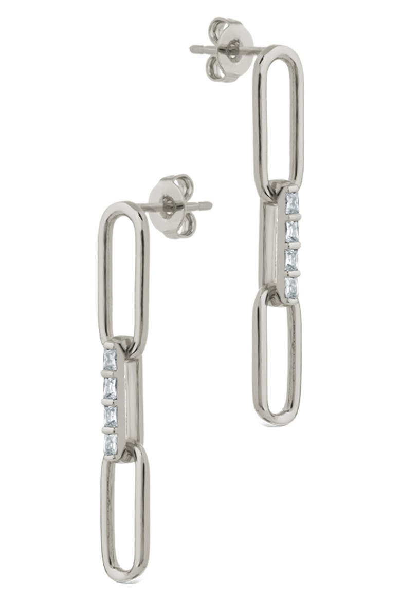 Daniella Baguette Link Drop Earrings, Alternate, color, SILVER