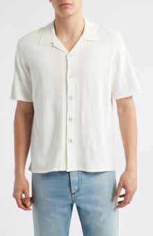 rag & bone Zuma Pointelle Short Sleeve Knit Camp Shirt