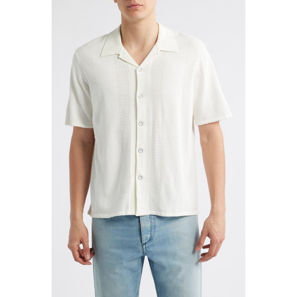 Rag & Bone Zuma Pointelle Short Sleeve Knit Camp Shirt
