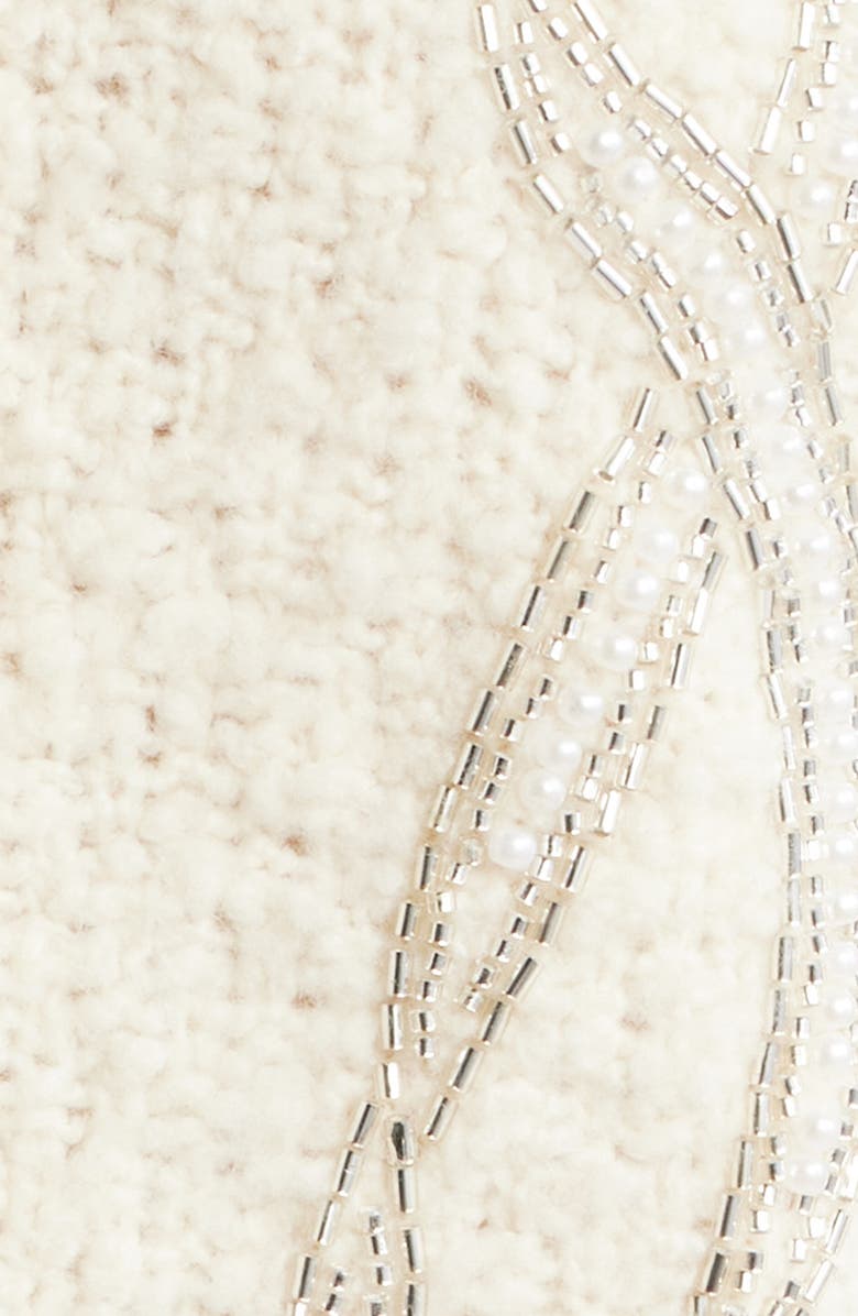 LoveShackFancy Leocadia Embellished Bow Wool Blend Cardigan, Alternate, color, Ivory