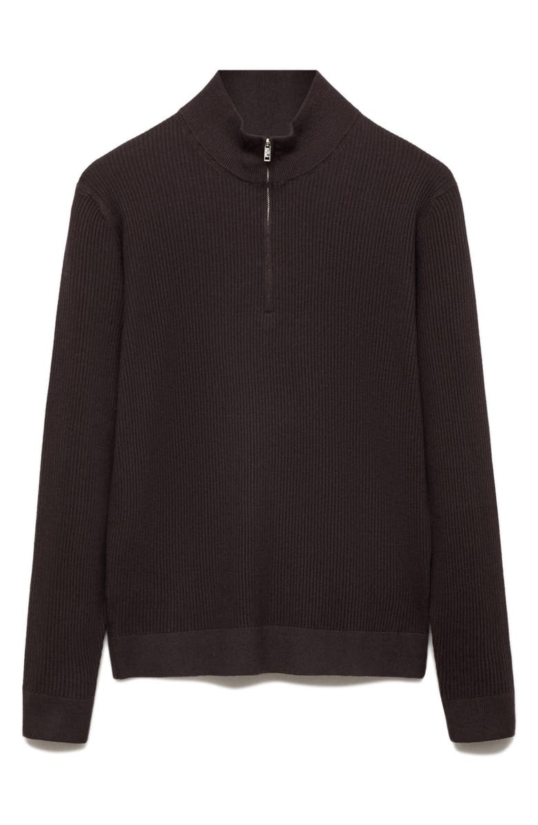 MANGO Quarter Zip Rib Sweater, Alternate, color,