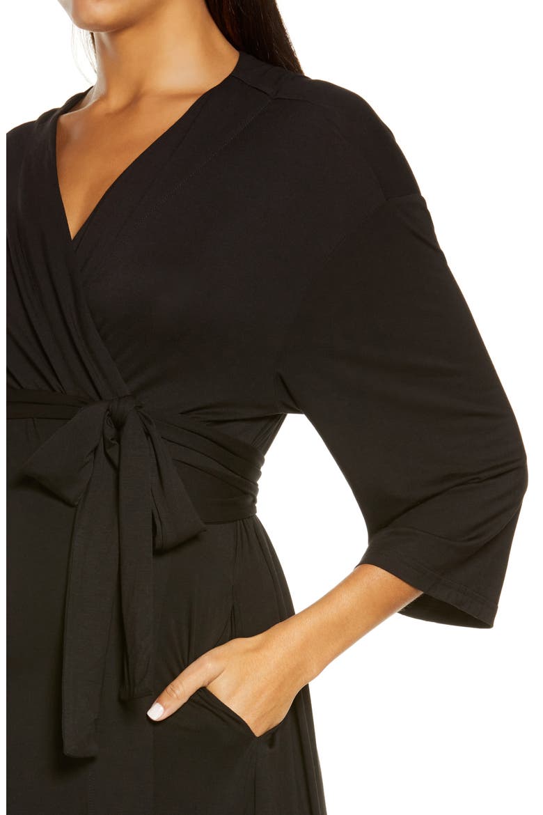 Maternity/Nursing Robe, Alternate, color, BLACK AND TAN