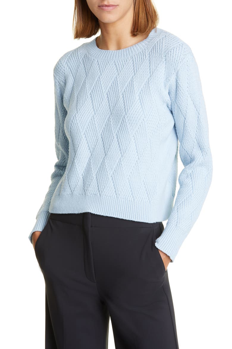 Diamond Stitch Crewneck Sweater, Main, color, BLUE