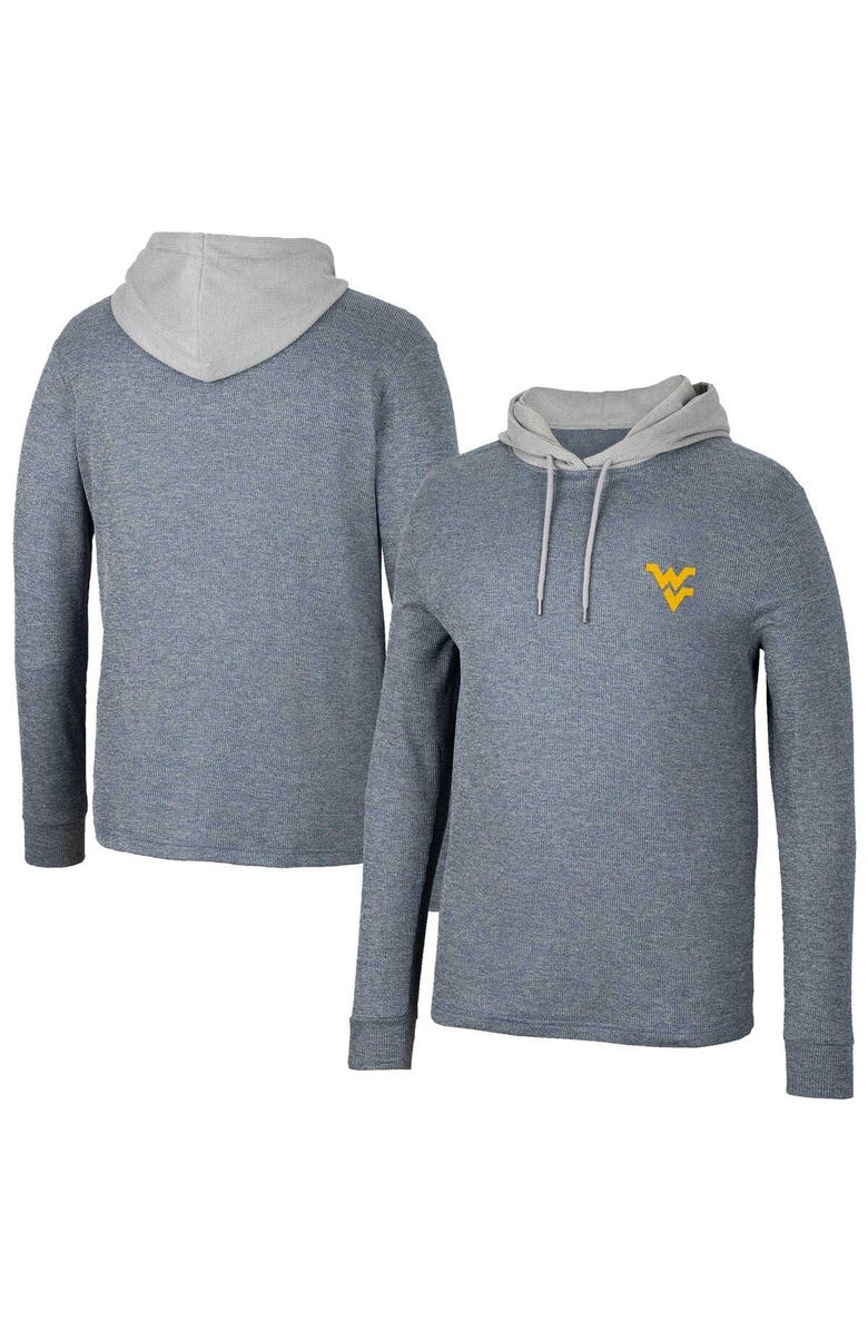 COLOSSEUM Men's Colosseum Navy West Virginia Mountaineers Ballot Waffle-Knit Thermal Long Sleeve Hoodie T-Shirt, Main, color, 